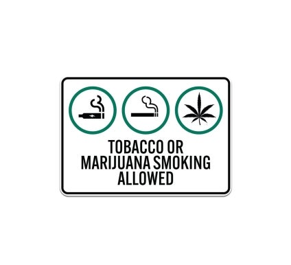 Tobacco Or Marijuana Smoking Allowed Aluminum Sign (Non Reflective)