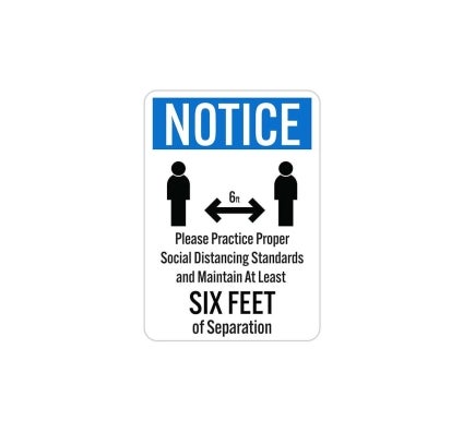 Please Practice Proper Social Distancing Standards Plastic Sign