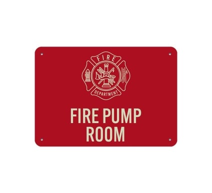 Fire Pump Room With Symbol Aluminum Sign (Glow In The Dark)