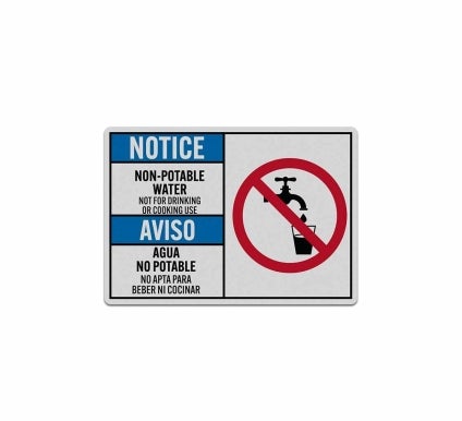 Bilingual Water Not For Drinking Or Cooking Decal (Reflective)