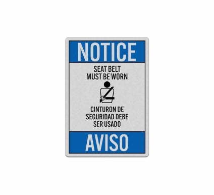 Bilingual ANSI Seat Belt Must Be Worn Decal (Reflective)