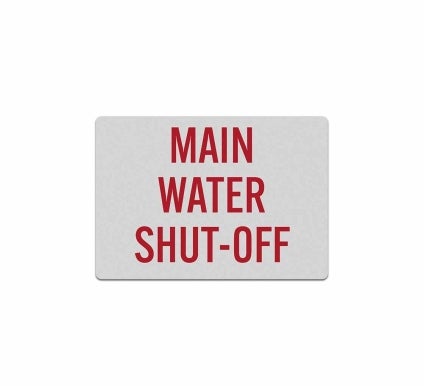Fire & Emergency Main Water Shut Off Decal (Reflective)