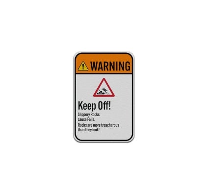 Slippery Rocks Cause Fall Aluminum Sign (Reflective)