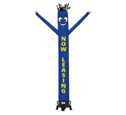 Now Leasing Inflatable Tube Man Blue and Yellow - Graphic