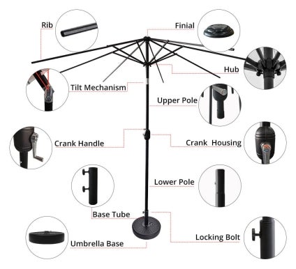 Solid Outdoor Umbrella - Hardware