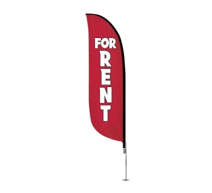Pre-Printed For Rent Feather Flag