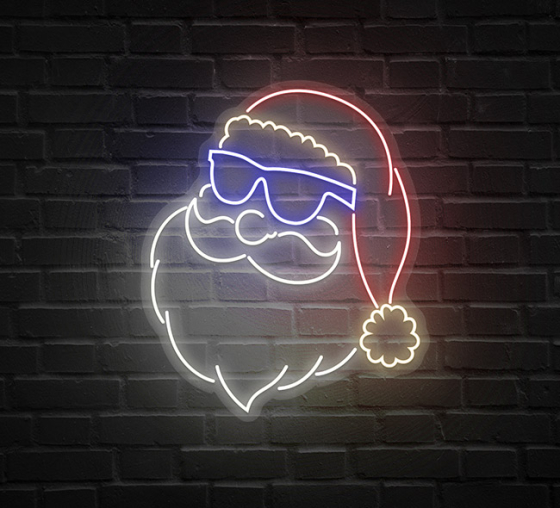 Hipster Santa Neon Sign