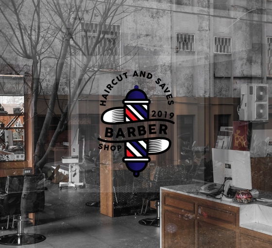 Barber Shop Clear Window Decals