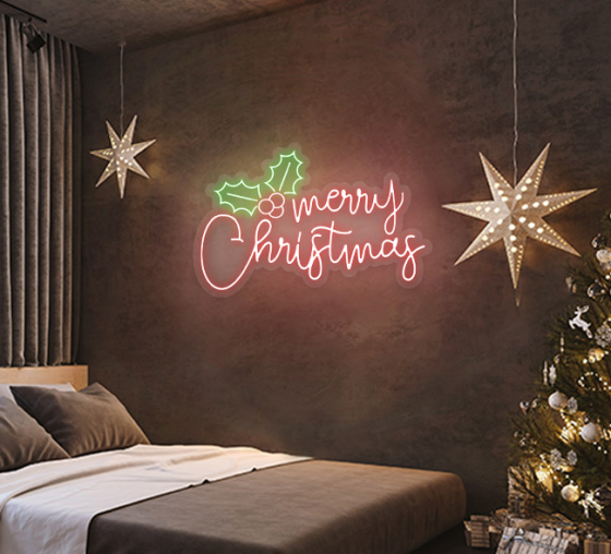 Holly Merry Christmas Neon Sign