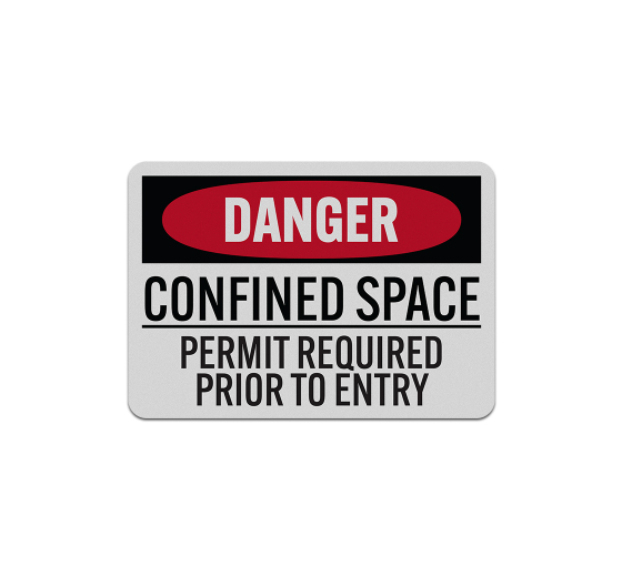 Confined Space Permit Required Aluminum Sign (Reflective)