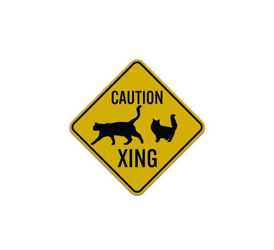 Caution Cat With Kittens Xing Aluminum Sign (Reflective)