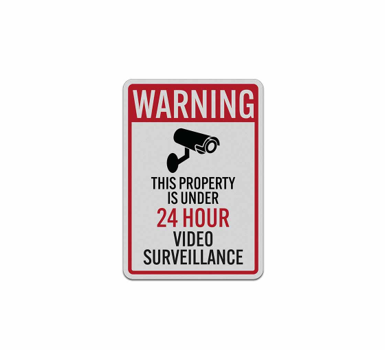 Warning 24 Hour Surveillance Aluminum Sign (Reflective)