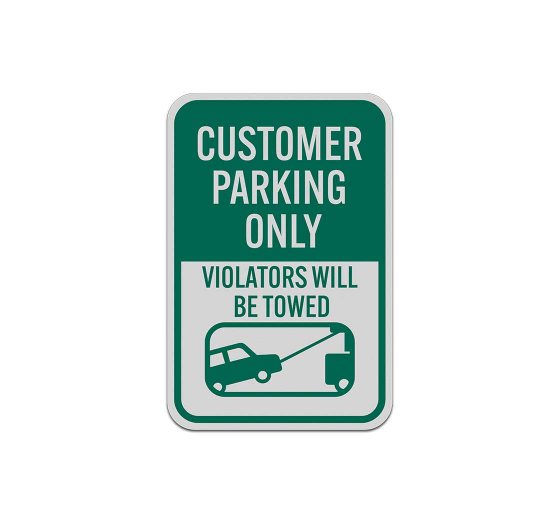 Customer Parking Only With Symbol Aluminum Sign (Reflective)