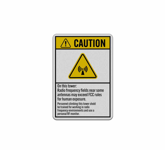 ANSI Caution RF Hazard Aluminum Sign (Reflective)
