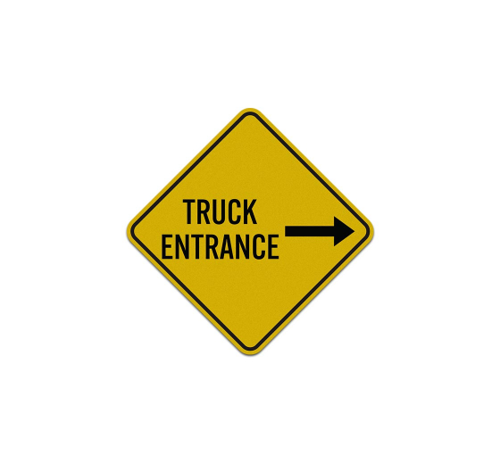 Truck Entrance Right Arrow Aluminum Sign (Reflective)