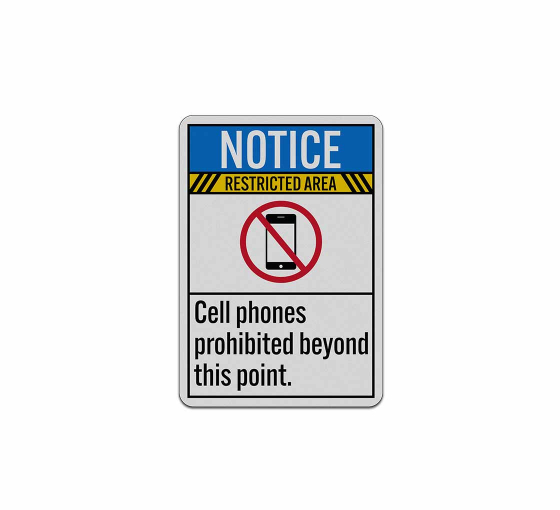 ANSI Cell Phones Prohibited Aluminum Sign (Reflective)