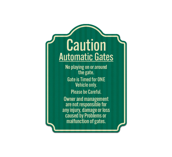Automatic Gates No Playing Aluminum Sign (EGR Reflective)