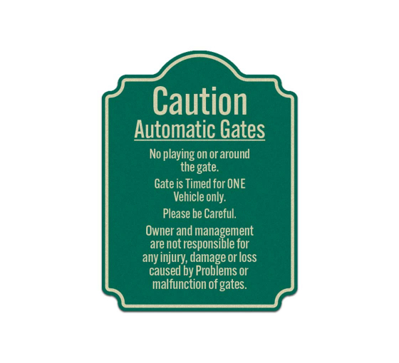 Automatic Gates No Playing Aluminum Sign (Reflective)