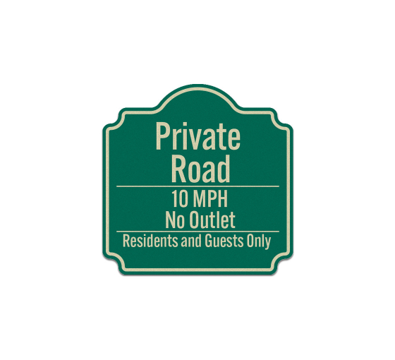 Private Road 10 MPH No Outlet Aluminum Sign (Reflective)