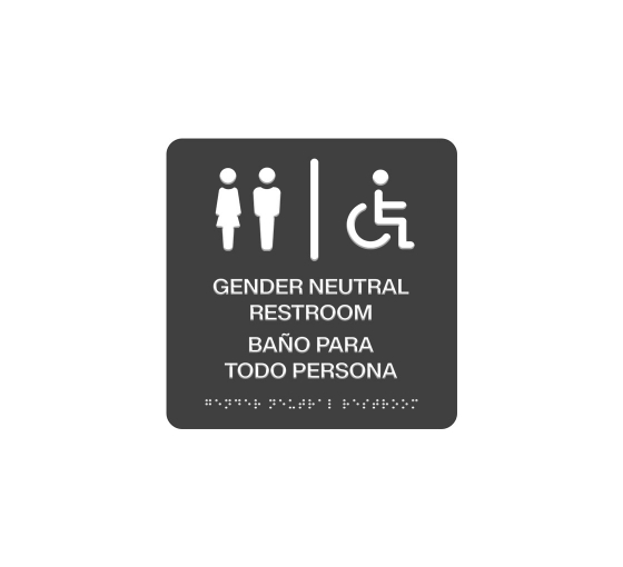 Bilingual Gender Neutral Restroom Braille Sign
