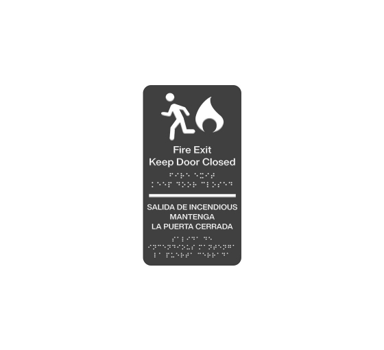 Bilingual Fire Exit Keep Door Closed Braille Sign