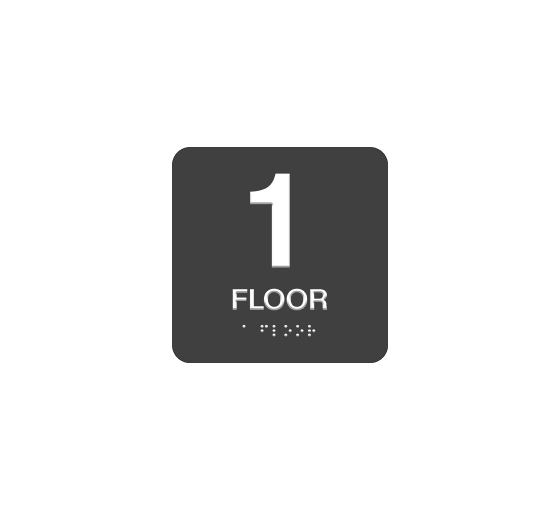 Floor Number 1 Braille Sign