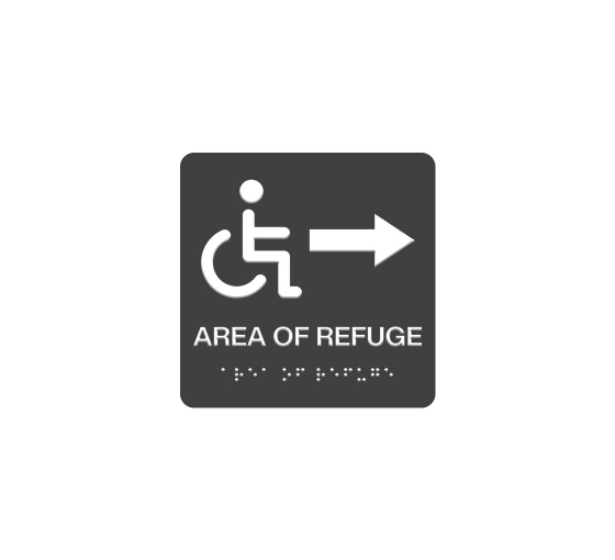 Area Of Refuge with Arrow and Handicapped Symbol Braille Sign