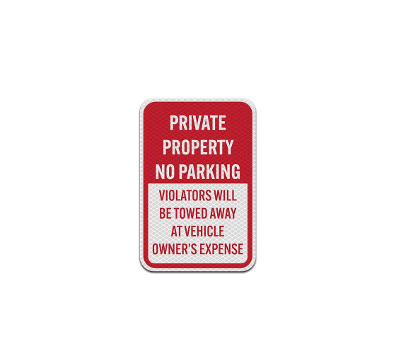 Private Property No Parking Aluminum Sign (Diamond Reflective)