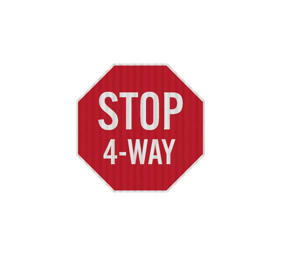 Stop Four Way Traffic Aluminum Sign (HIP Reflective)