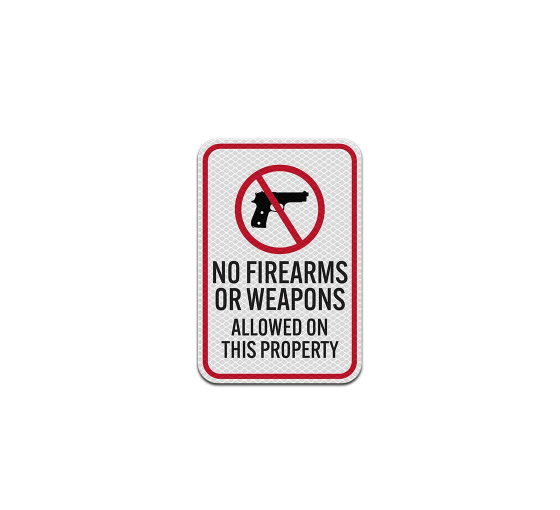 No Firearms Or Weapons Aluminum Sign (Diamond Reflective)