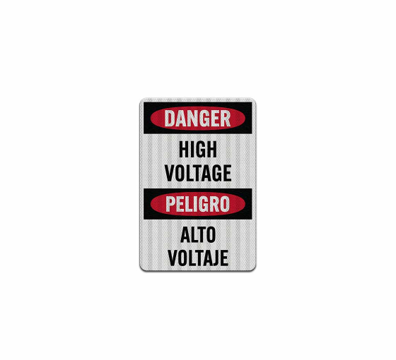 Bilingual High Voltage Warning Aluminum Sign (HIP Reflective)