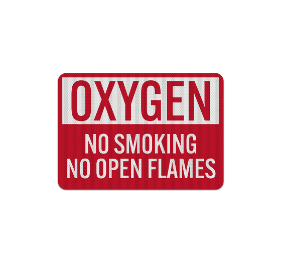 Oxygen No Smoking, No Open Flames Aluminum Sign (EGR Reflective)