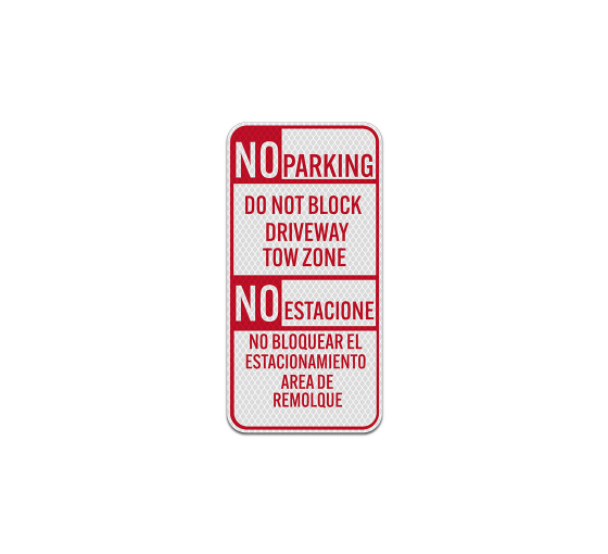 Bilingual Restricted Parking Aluminum Sign (Diamond Reflective)