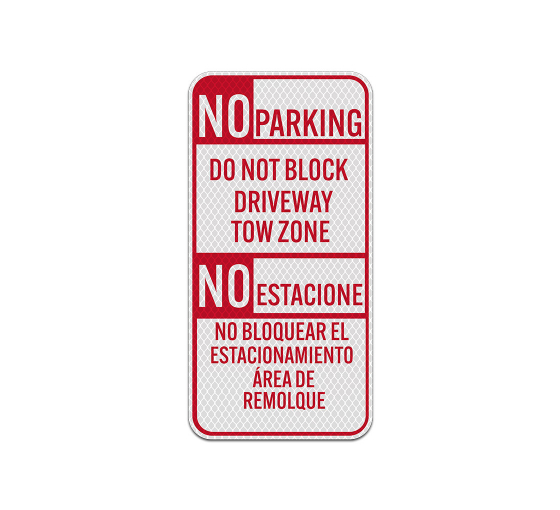 Bilingual Restricted Parking Aluminum Sign (Diamond Reflective)