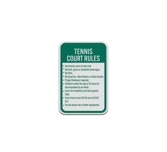 Tennis Rules Aluminum Sign (Diamond Reflective)