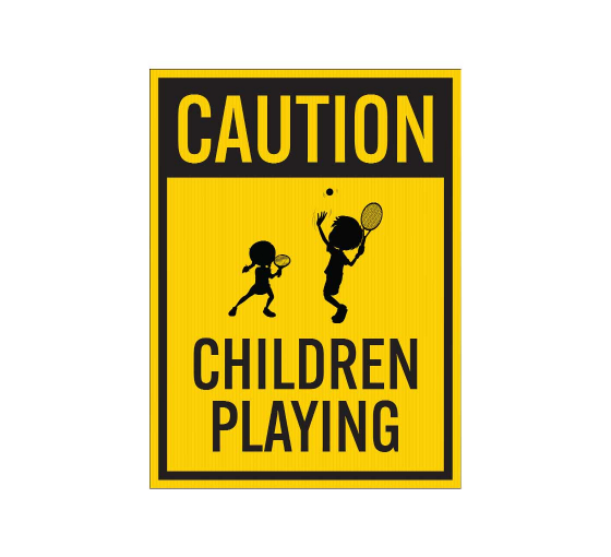 Caution, Children Playing Corflute Sign (Reflective)