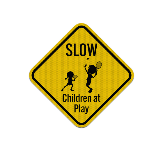 Slow Down Children At Play Diamond Aluminum Sign (EGR Reflective)
