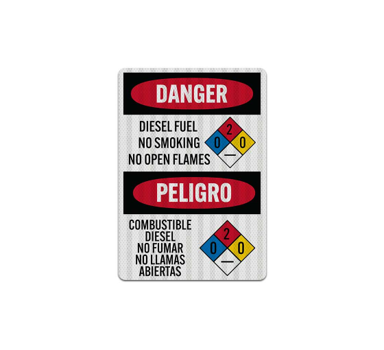 Bilingual Diesel Fuel No Smoking Decal (EGR Reflective)