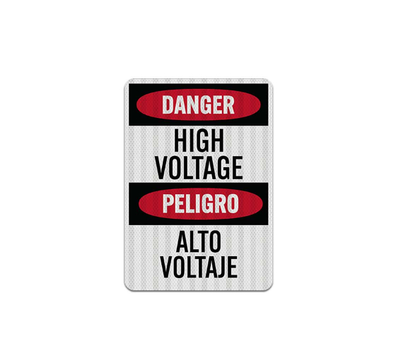 Bilingual OSHA High Voltage Aluminum Sign (EGR Reflective)