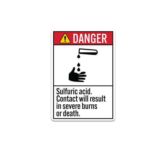 Sulfuric Acid Contact Will Result In Severe Burns Decal (Non Reflective)