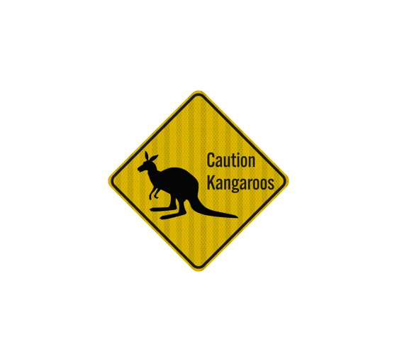 Caution Kangaroos Crossing Aluminum Sign (HIP Reflective)