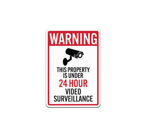 Warning 24 Hour Surveillance Decal (Non Reflective)