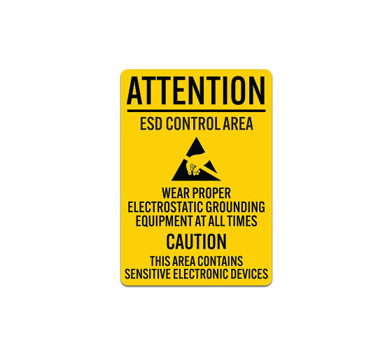 Wear Proper Electrostatic Grounding Equipment At All Times Decal (Non Reflective)