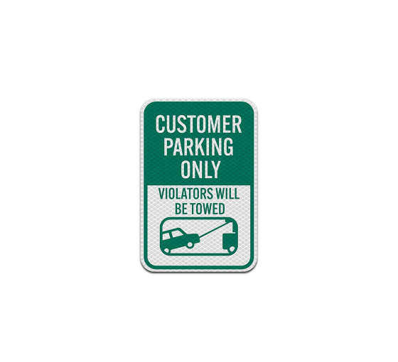 Customer Parking Only With Symbol Aluminum Sign (Diamond Reflective)