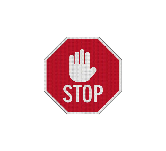 Stop With A Hand Symbol Aluminum Sign (EGR Reflective)
