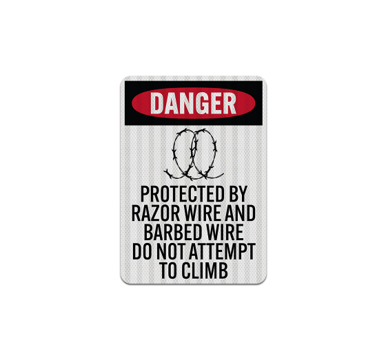 Protected By Razor Wire Aluminum Sign (EGR Reflective)