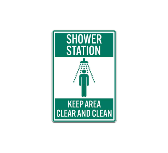 Shower Station Keep Area Clear & Clean Decal (Non Reflective)