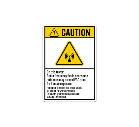 ANSI Caution RF Hazard Magnetic Sign (Non Reflective)