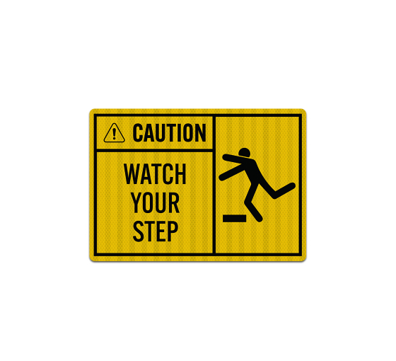 Caution Watch Your Step Symbol Decal (EGR Reflective)
