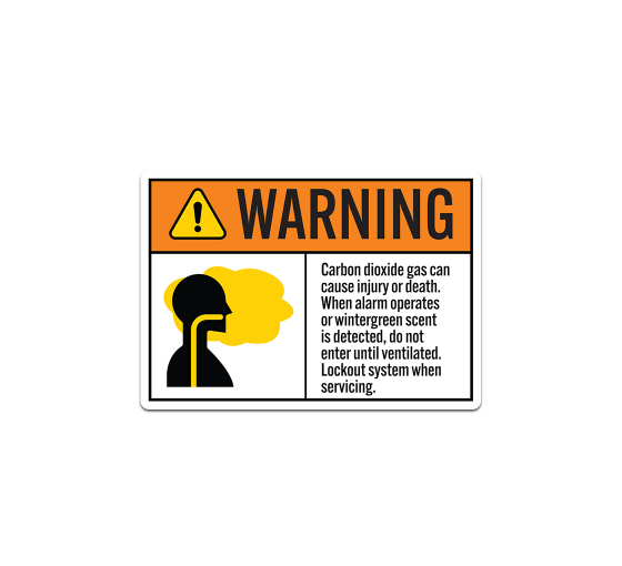 ANSI Carbon Dioxide Gas Can Cause Injury Decal (Non Reflective)